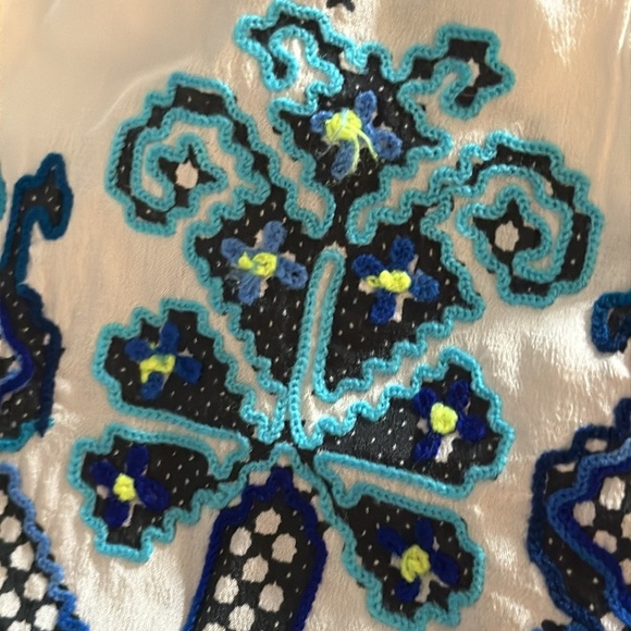 ROCOCO SAND 100% Silk Mini Dress Tassels Open Back size M Ruffles Vacation Party - Picture 8 of 13